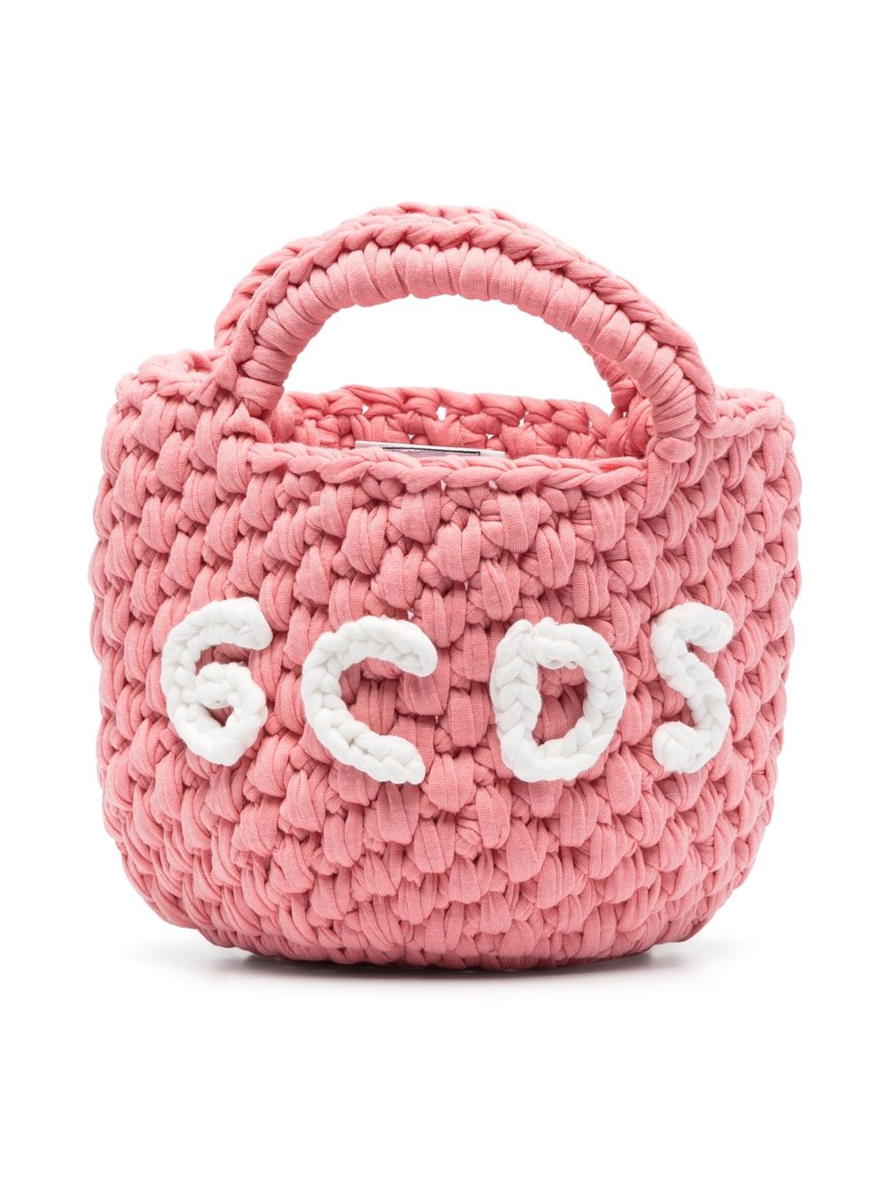 Mini crochet logo-detail bucket bag - Pink