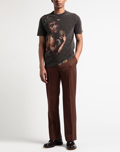 Off-white Man T-shirt Dark brown