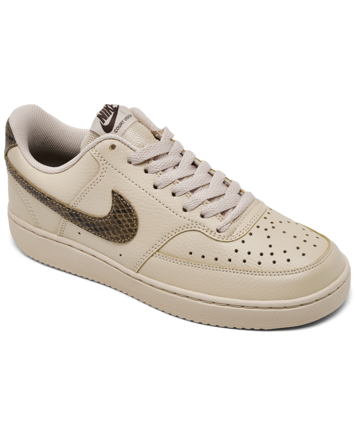Women's Court Vision Low Premium Casual Sneakers from Finish Line - Sanddrift, Black, Khaki