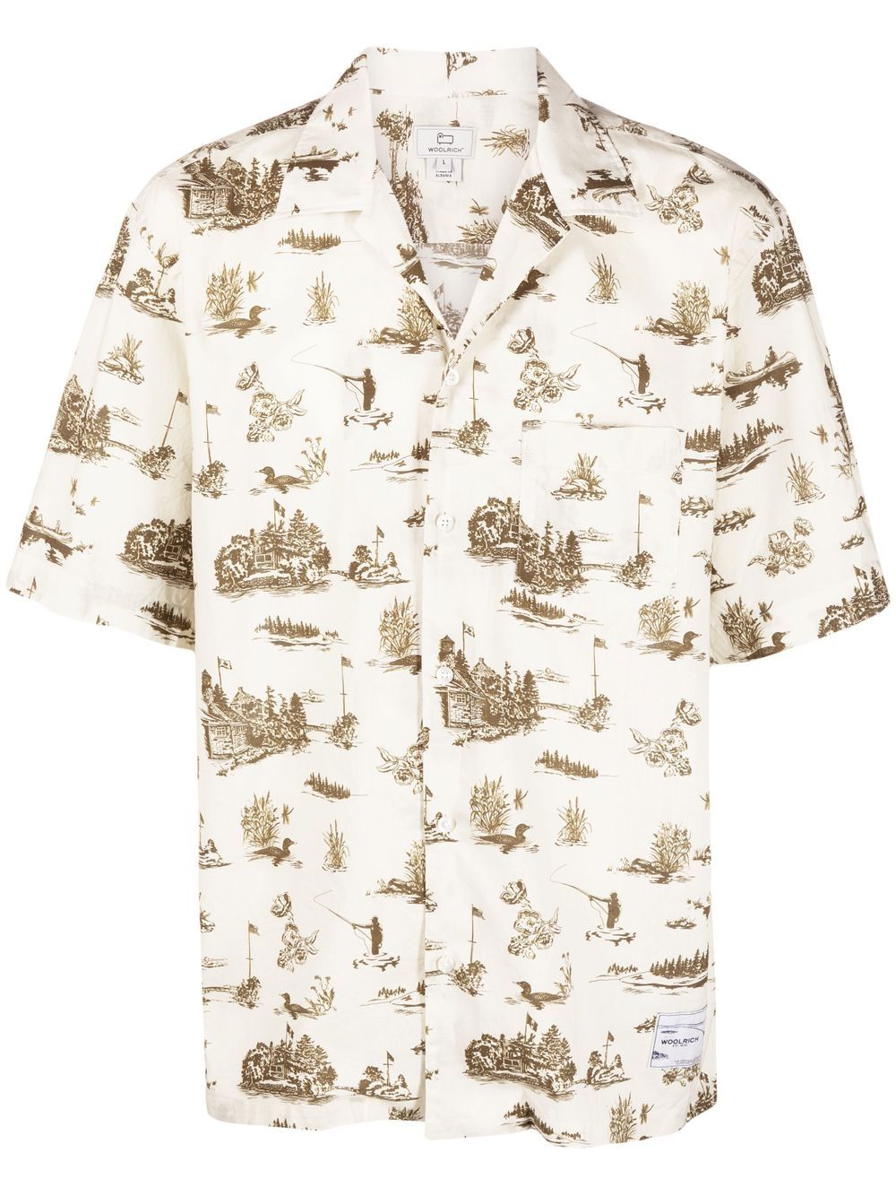 Graphic-print cotton shirt - Neutrals