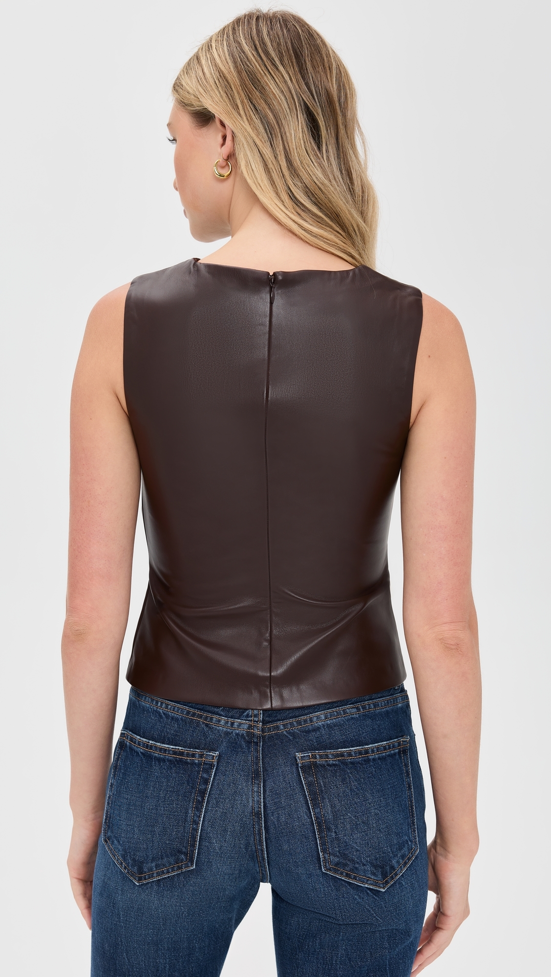 The Meg Vegan Leather Top Dark Chocolate