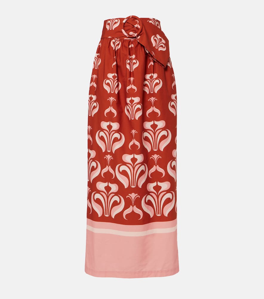 Gathered cotton poplin maxi skirt