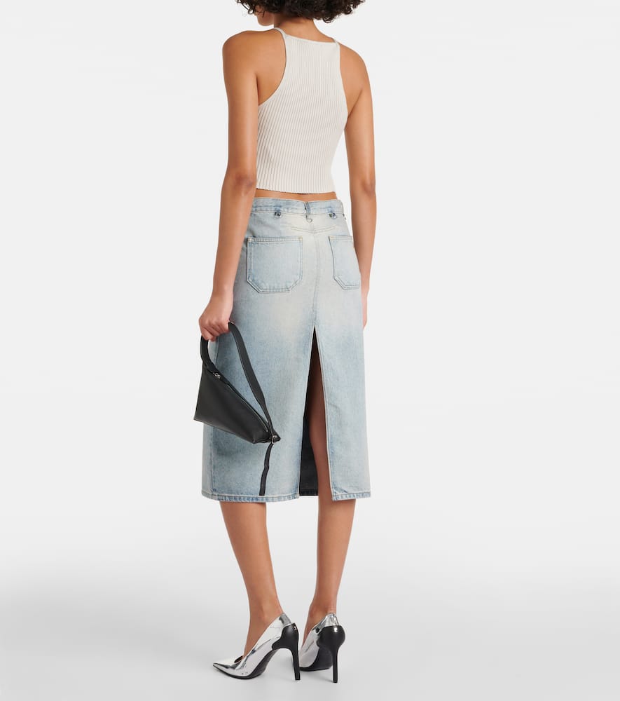 Courrèges Multiflex denim midi skirt