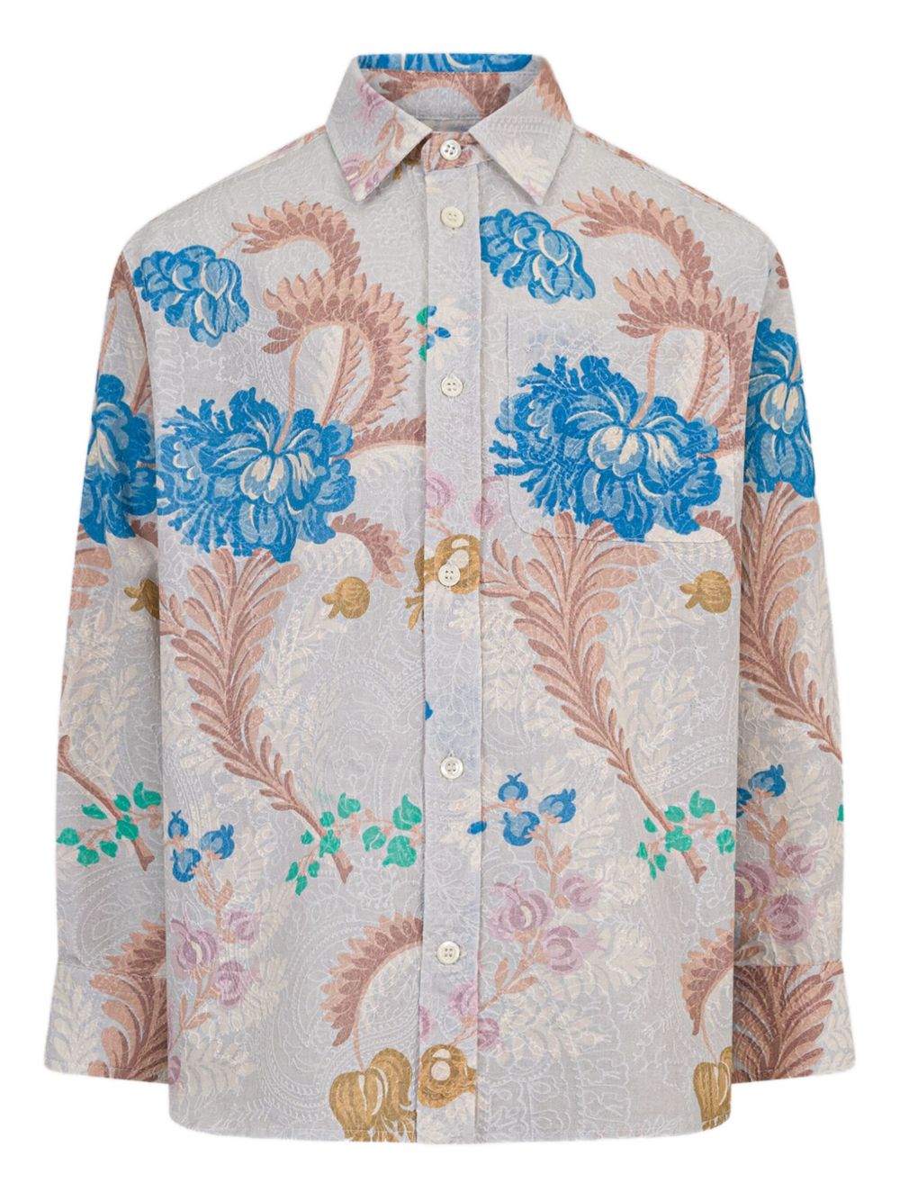 ETRO KIDS floral-print cotton shirt - Grey