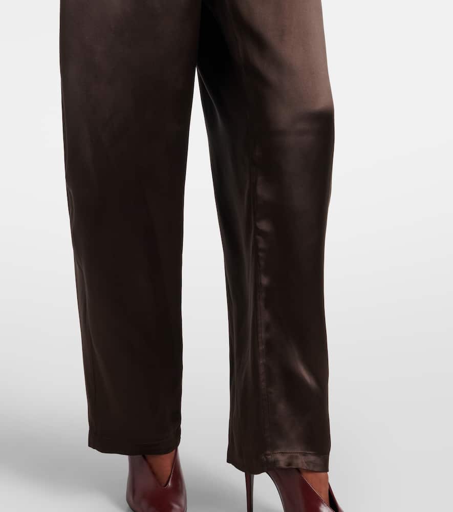 Silk-blend satin straight pants