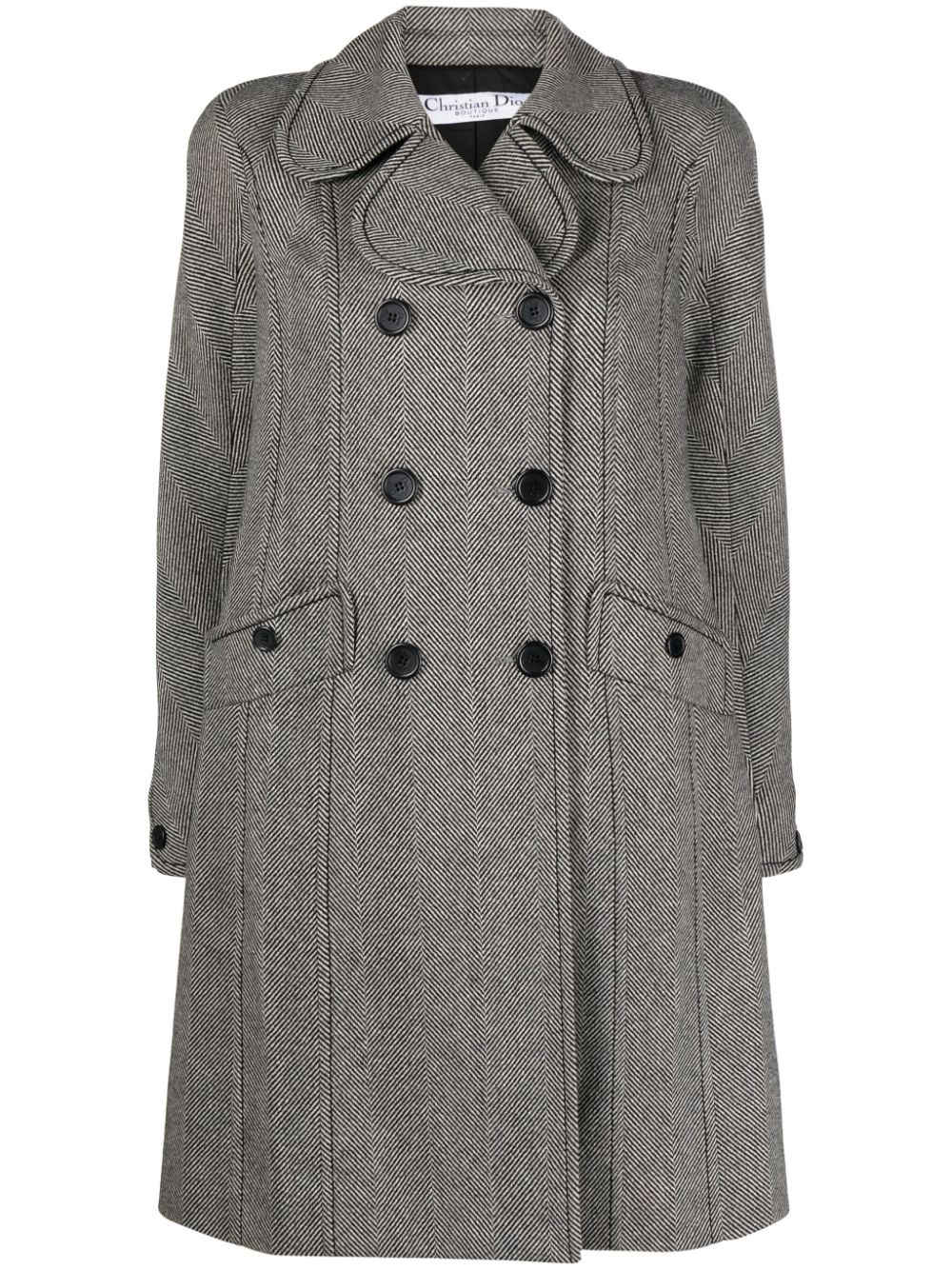 2000s pre-owned double-breasted thigh-length coat - Black