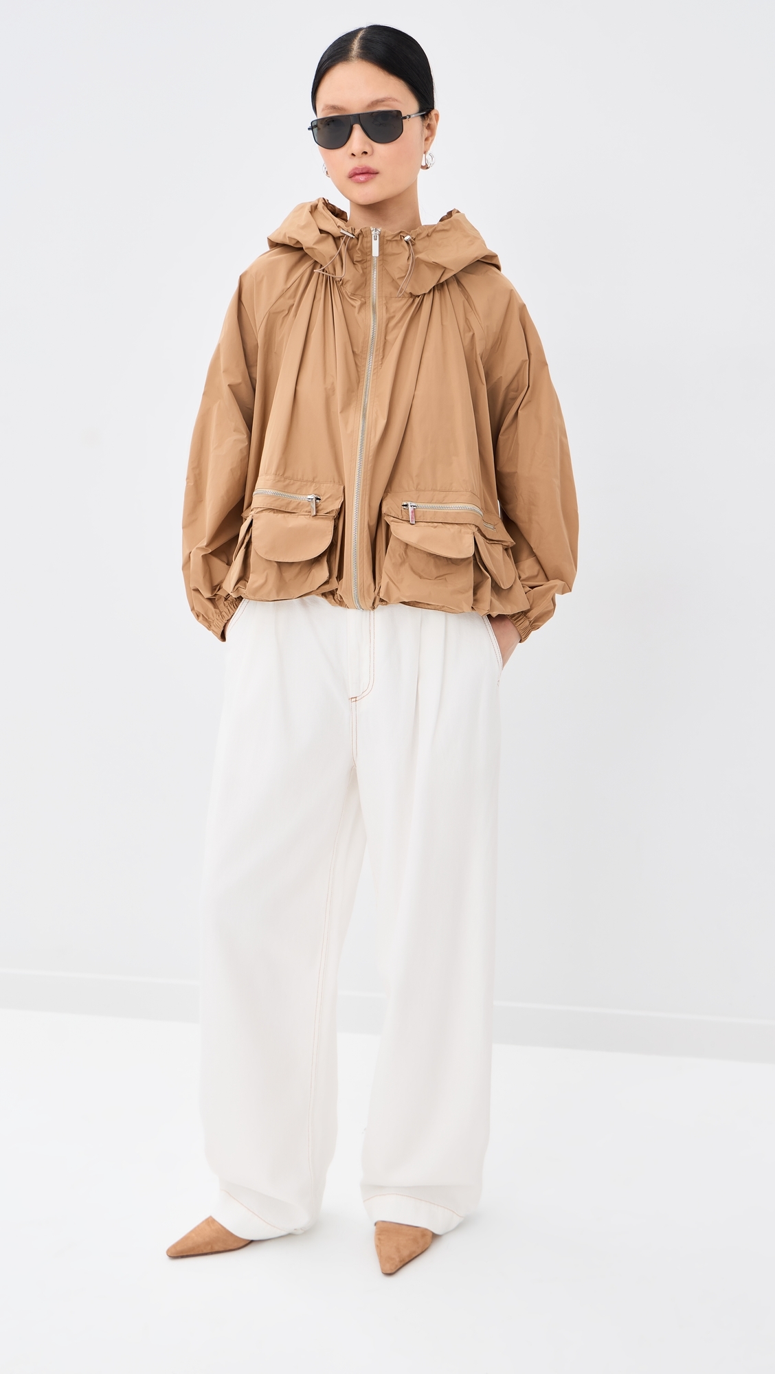 France Pleat Jeans Washed White