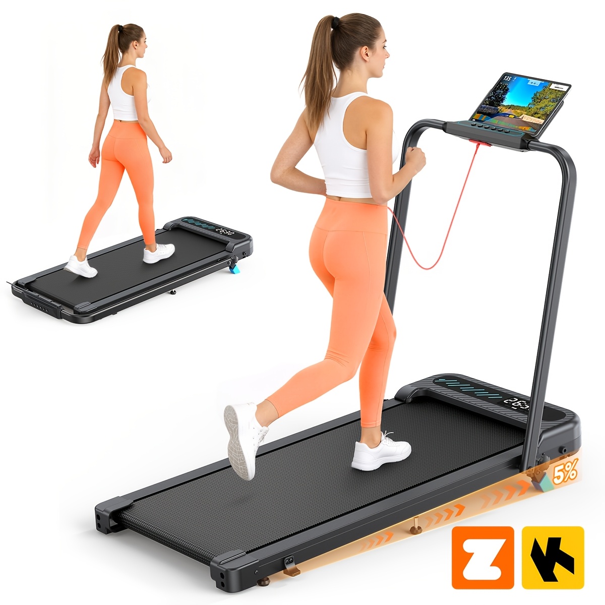 TEMU 1 Folding Treadmill, Walking Pad With 10% Incline, 145kg Capacity, 1.0-/h, Under Desk Treadmill With Led Display Remote Control & / App
