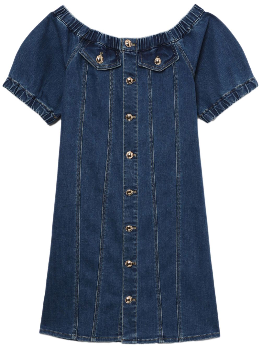 Off-shoulder denim mini dress - Blue