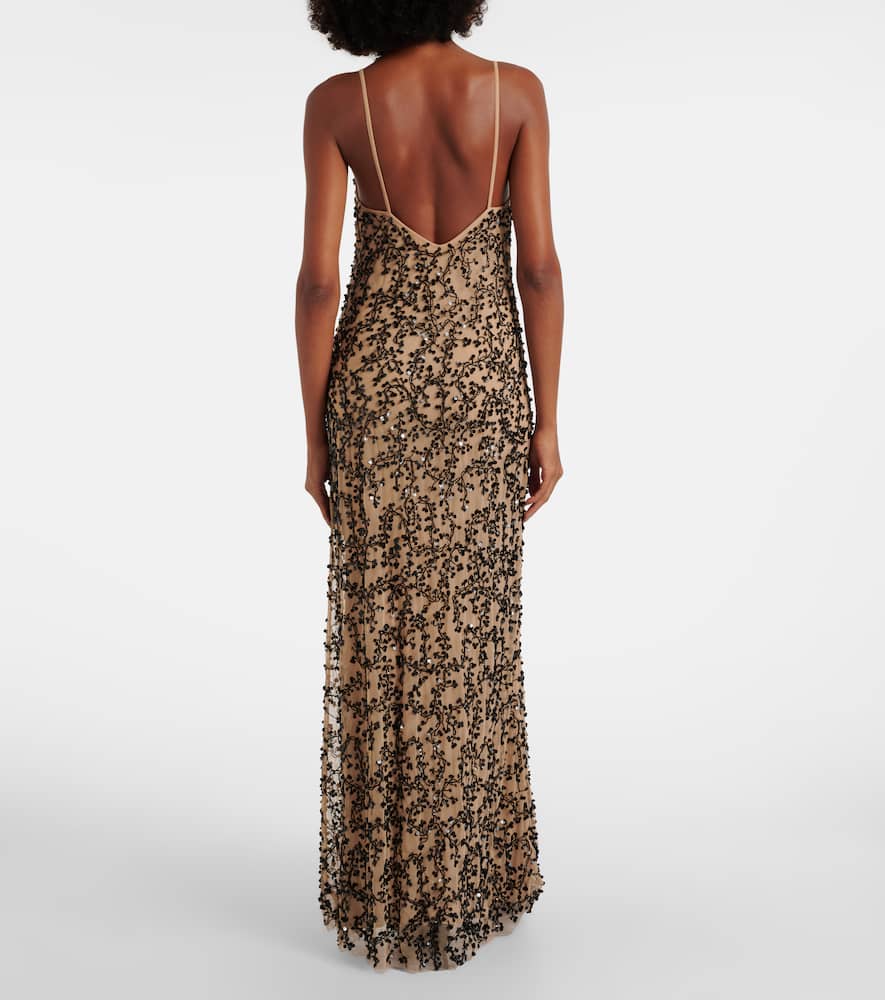 Reinvention embellished mesh gown