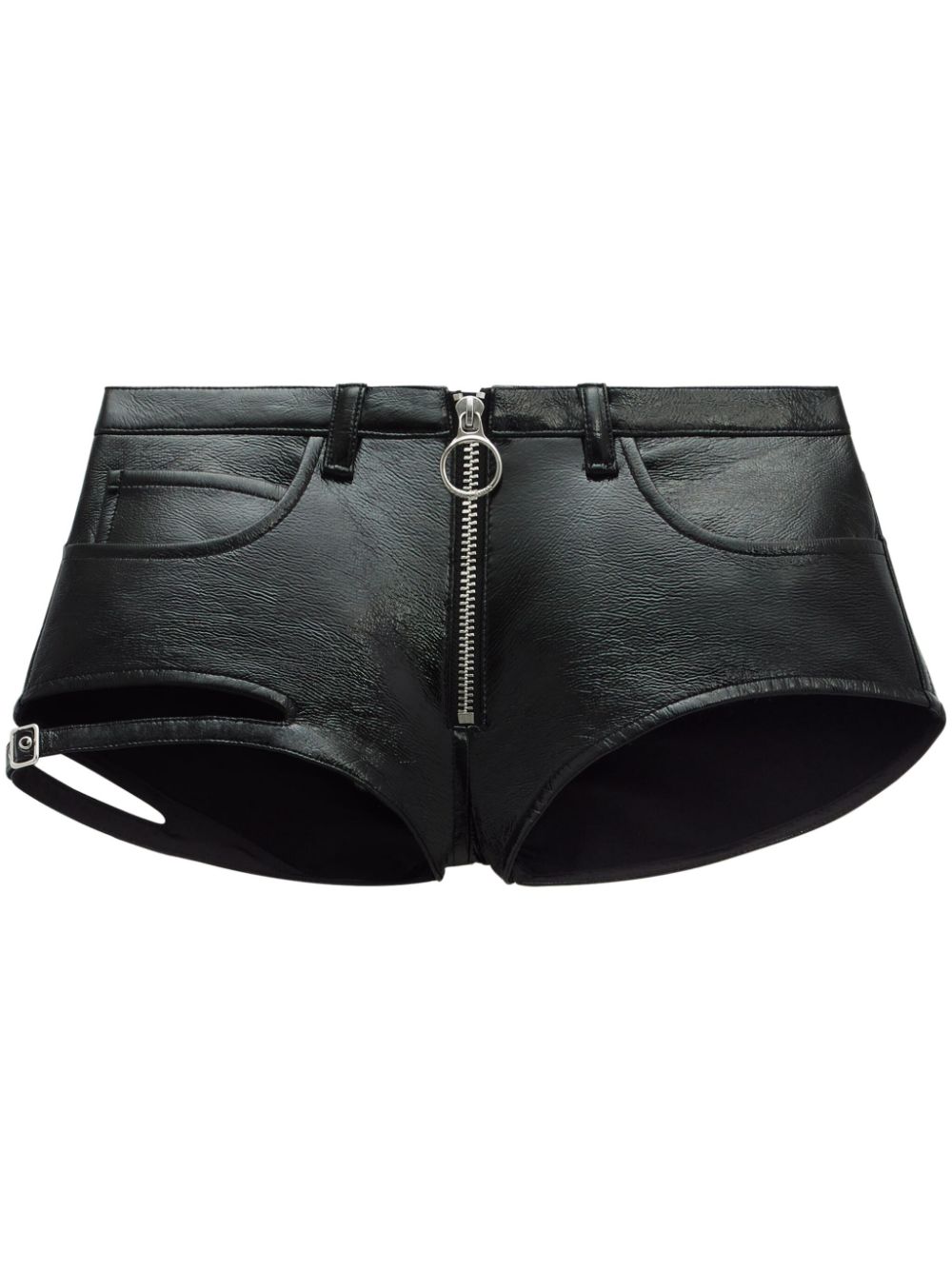Cut-out zip-up mini shorts - Black