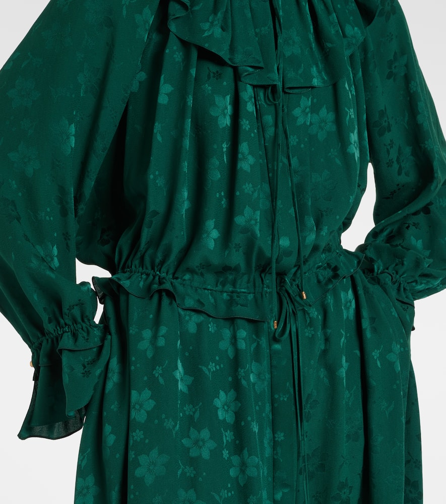 Chloé Ruffled floral silk jacquard midi dress