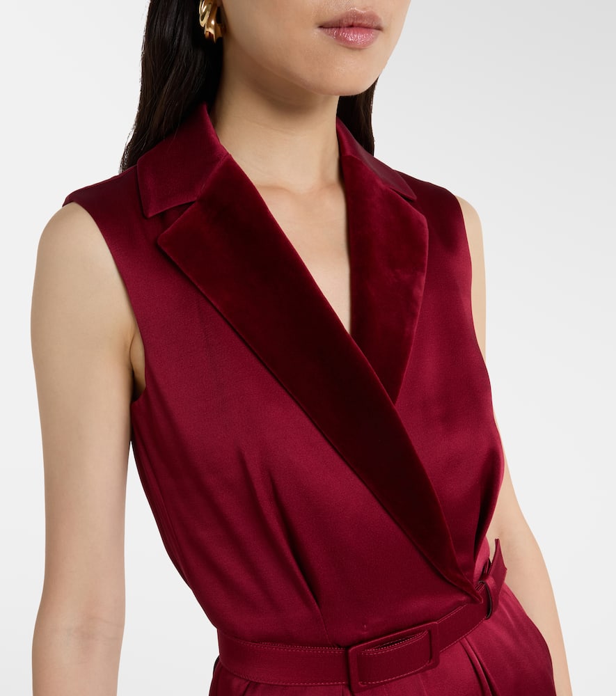 Scalata velvet-trimmed satin jumpsuit