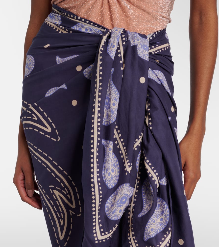 Printed cotton beach cover-up