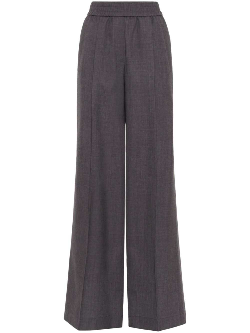 Elastic-waist wide-leg trousers - Grey