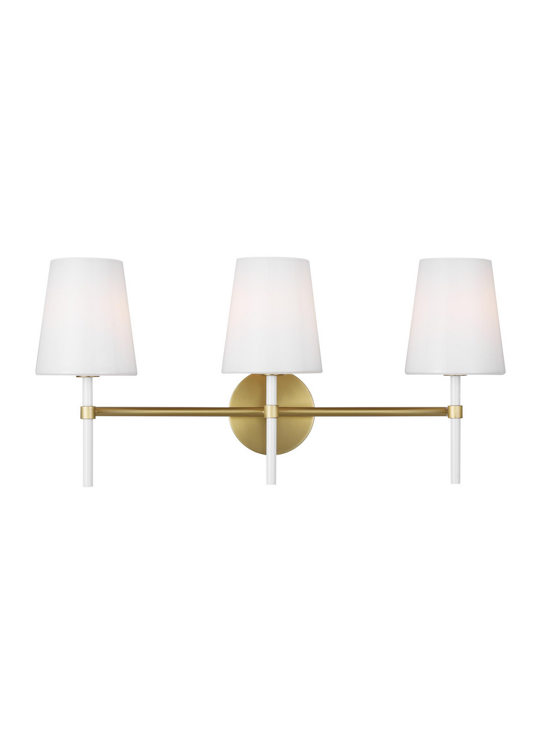 Visual Comfort Studio Monroe 3-Light Bathroom Vanity Light in Burnished Brass And Gloss White by Kate Spade New York