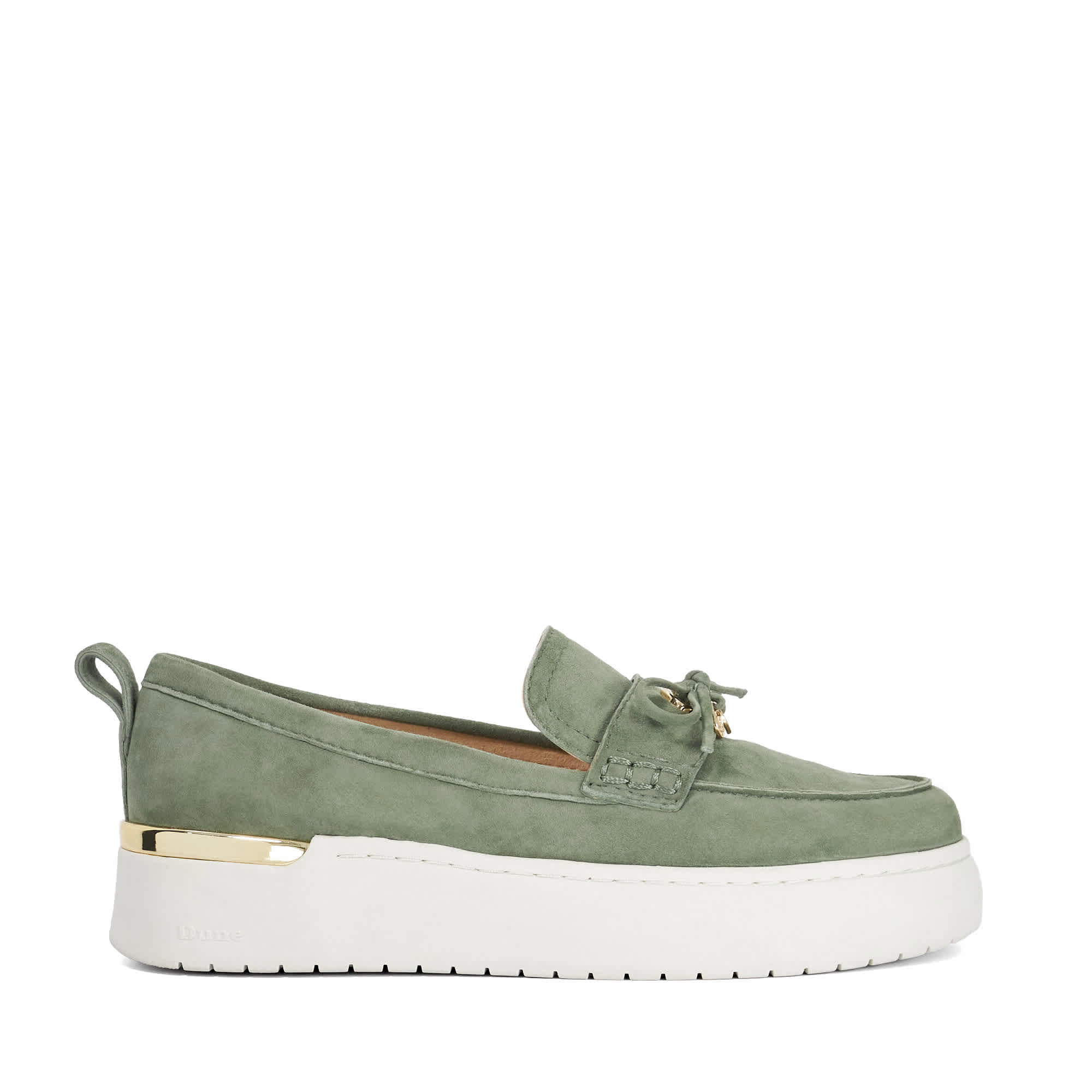 Dune London Womens Ladies Glide - Flatform Casual Loafer - Green Nubuck