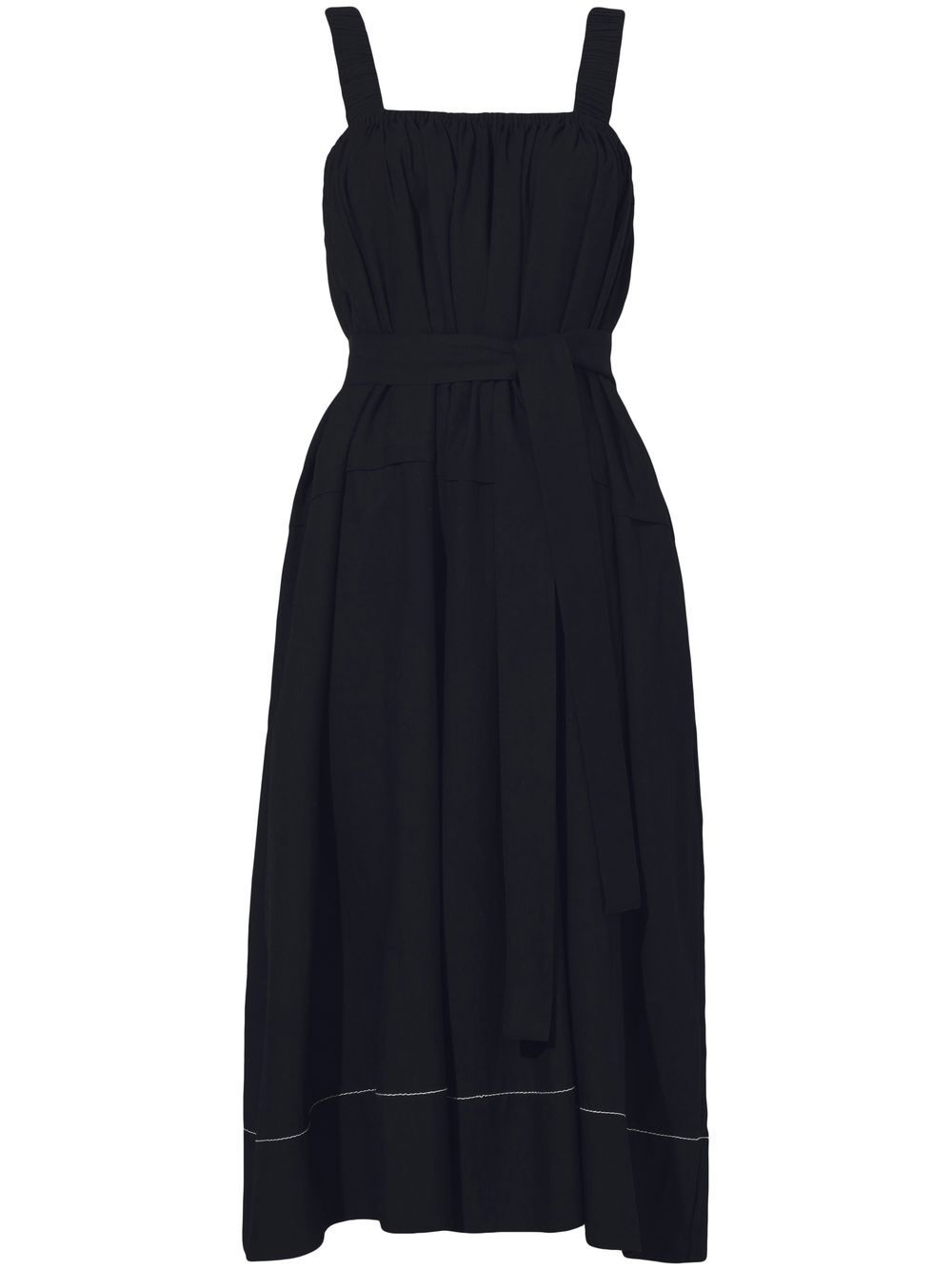 Belted flared midi dress - Black