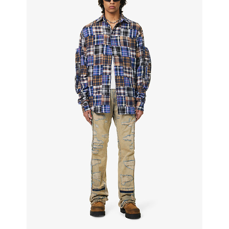 Mens Denim Unfurled Brand-motif Straight-leg Regular-fit Jeans