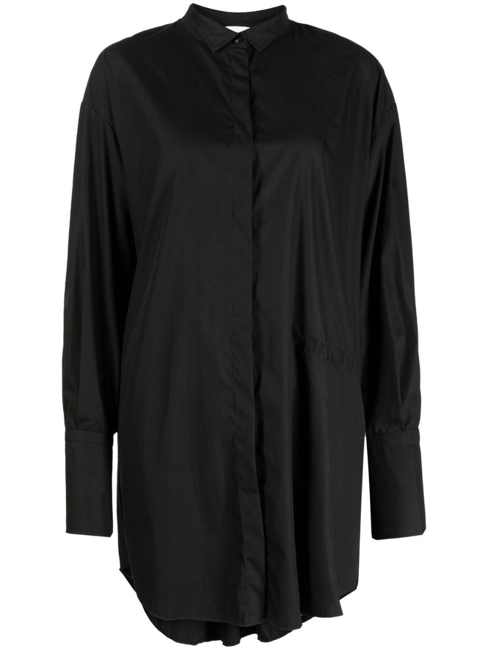 Embroidered logo shirt dress - Black