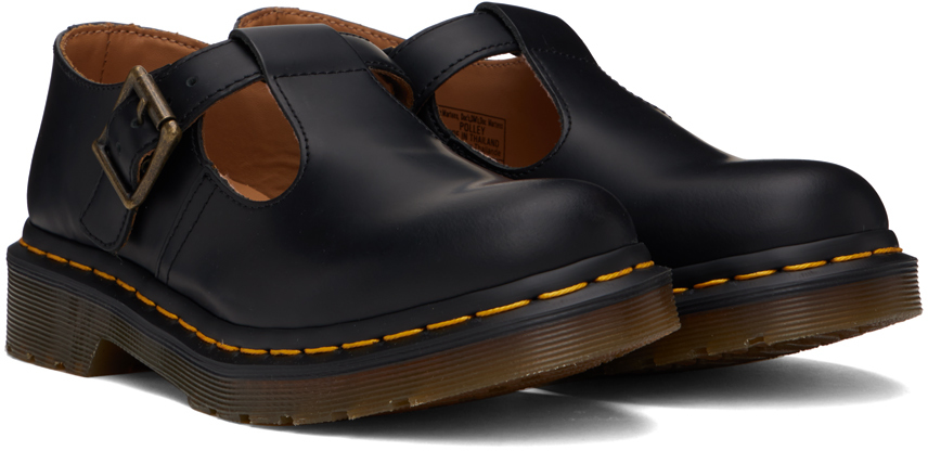 Dr. Martens Black Polley Smooth Leather Mary Jane Oxfords