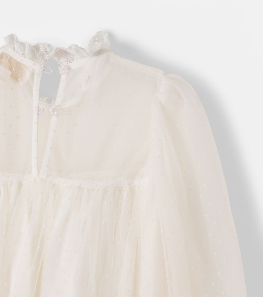 Ruffled lace-trimmed tulle dress