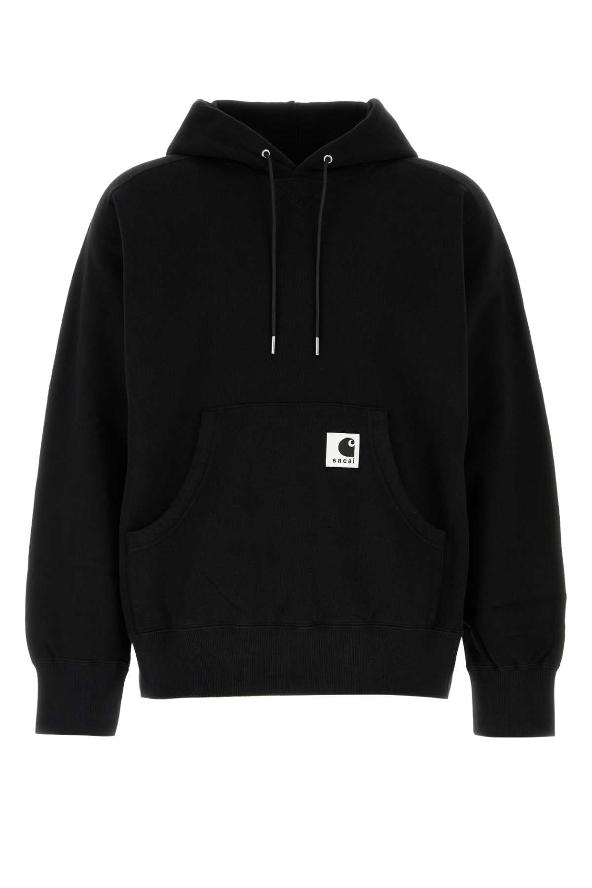 Logo-Patched Cotton Hoodie — Black