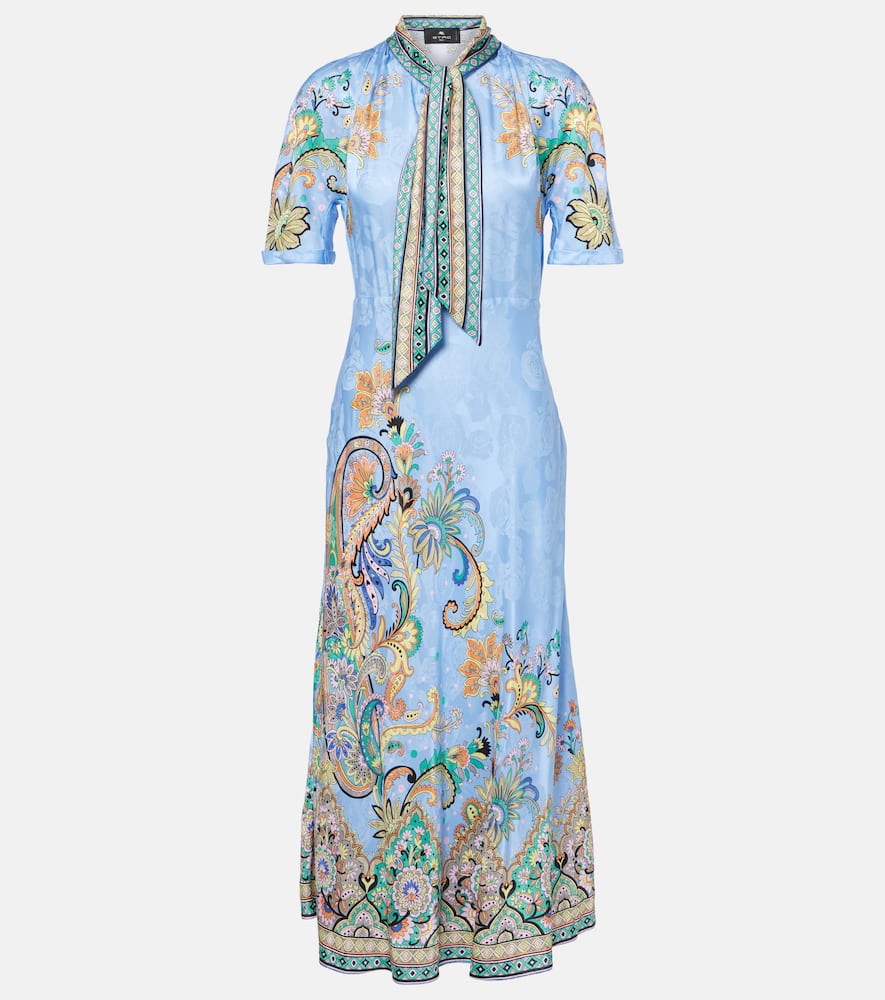 Paisley satin midi dress