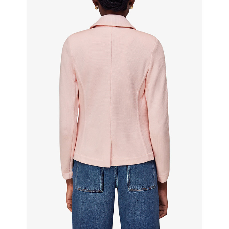 Womens Pink Slim-fit Notch-lapel Cotton-jersey Blazer