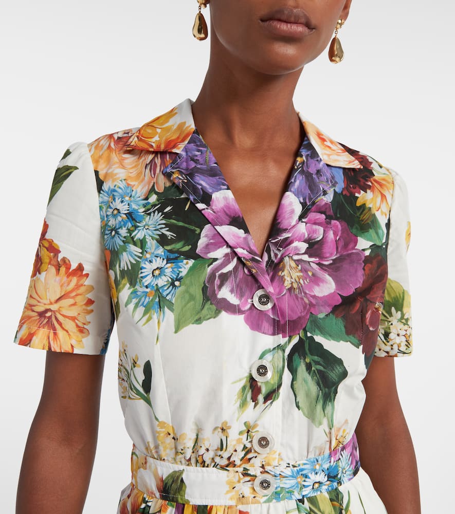 Floral cotton poplin shirt dress