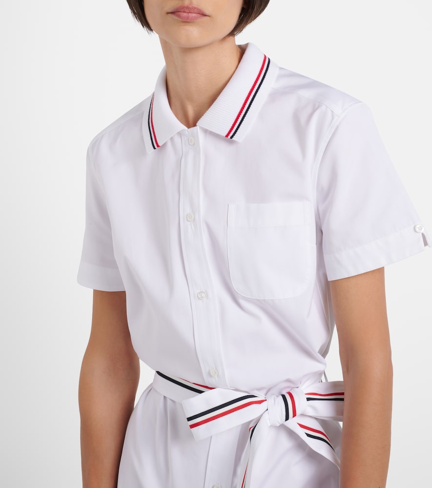 Belted cotton poplin shirt dress