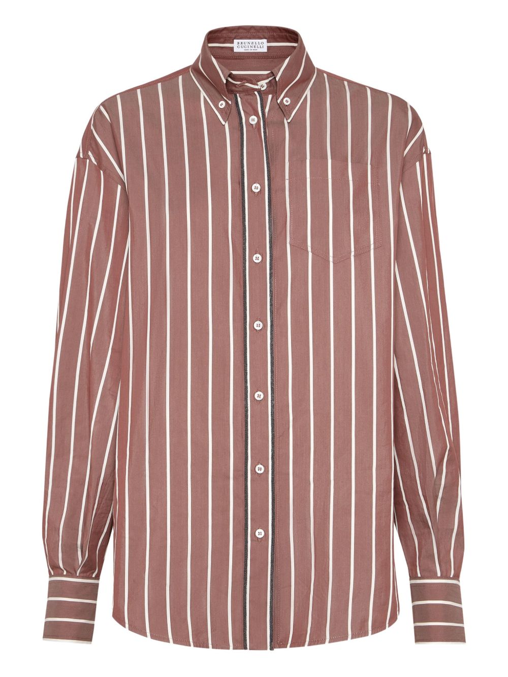 Striped poplin shirt - Brown