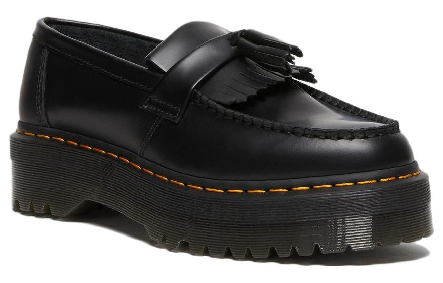Adrian Leather Platform Tassel Loafers 'Black Smooth'