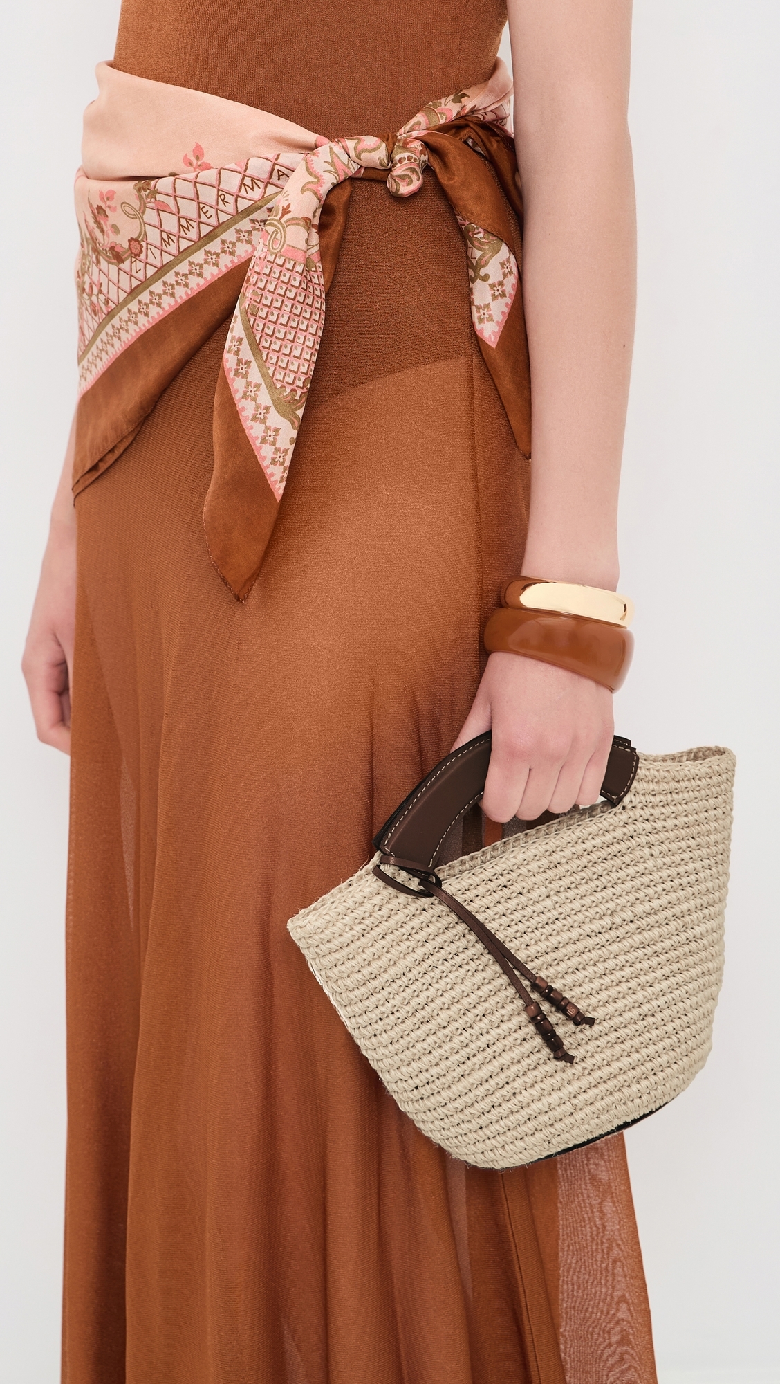The Small Woven Shopper Tote Natural/Cognac One Size