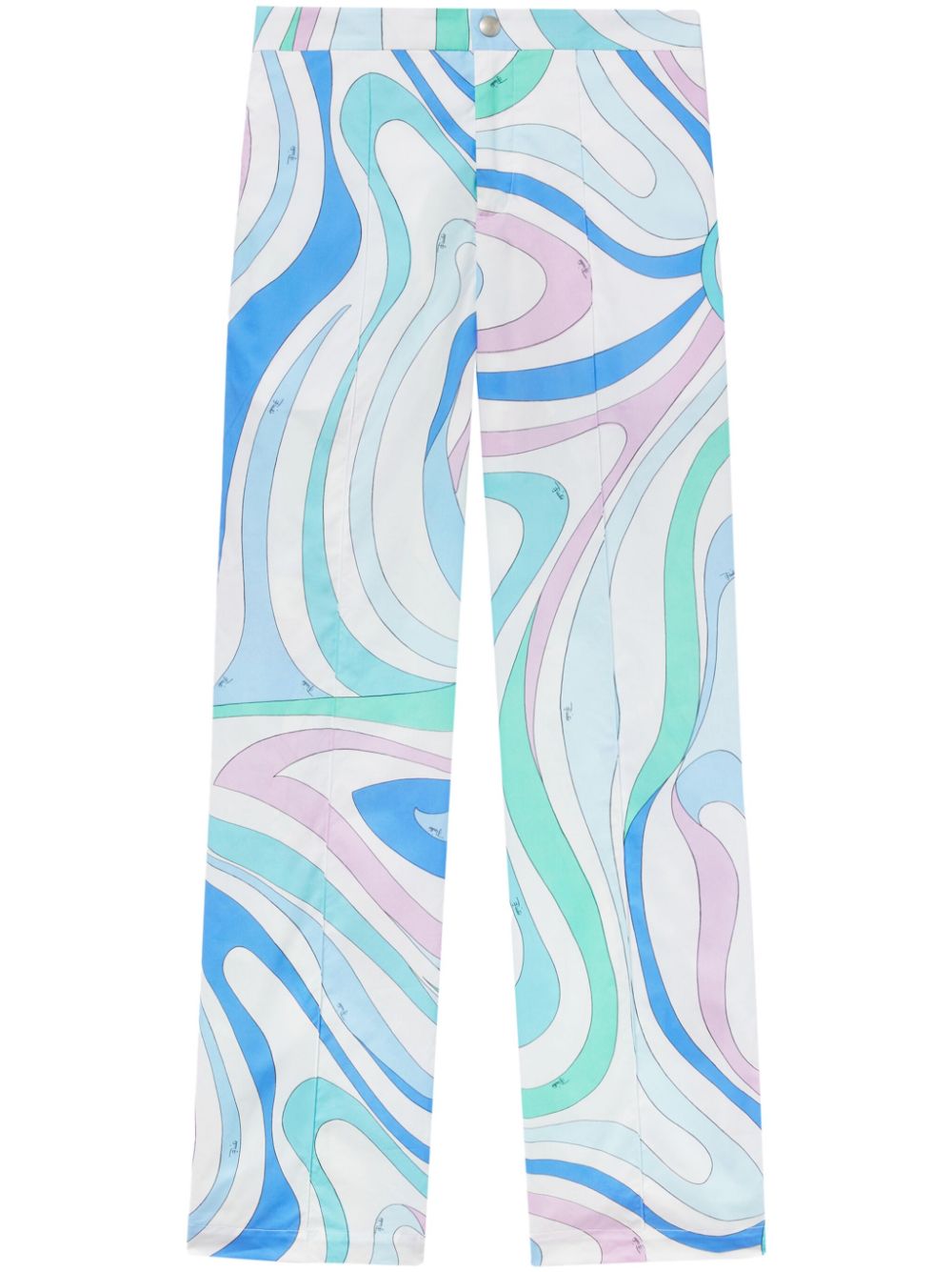 Marmo-Print cotton trousers - Blue