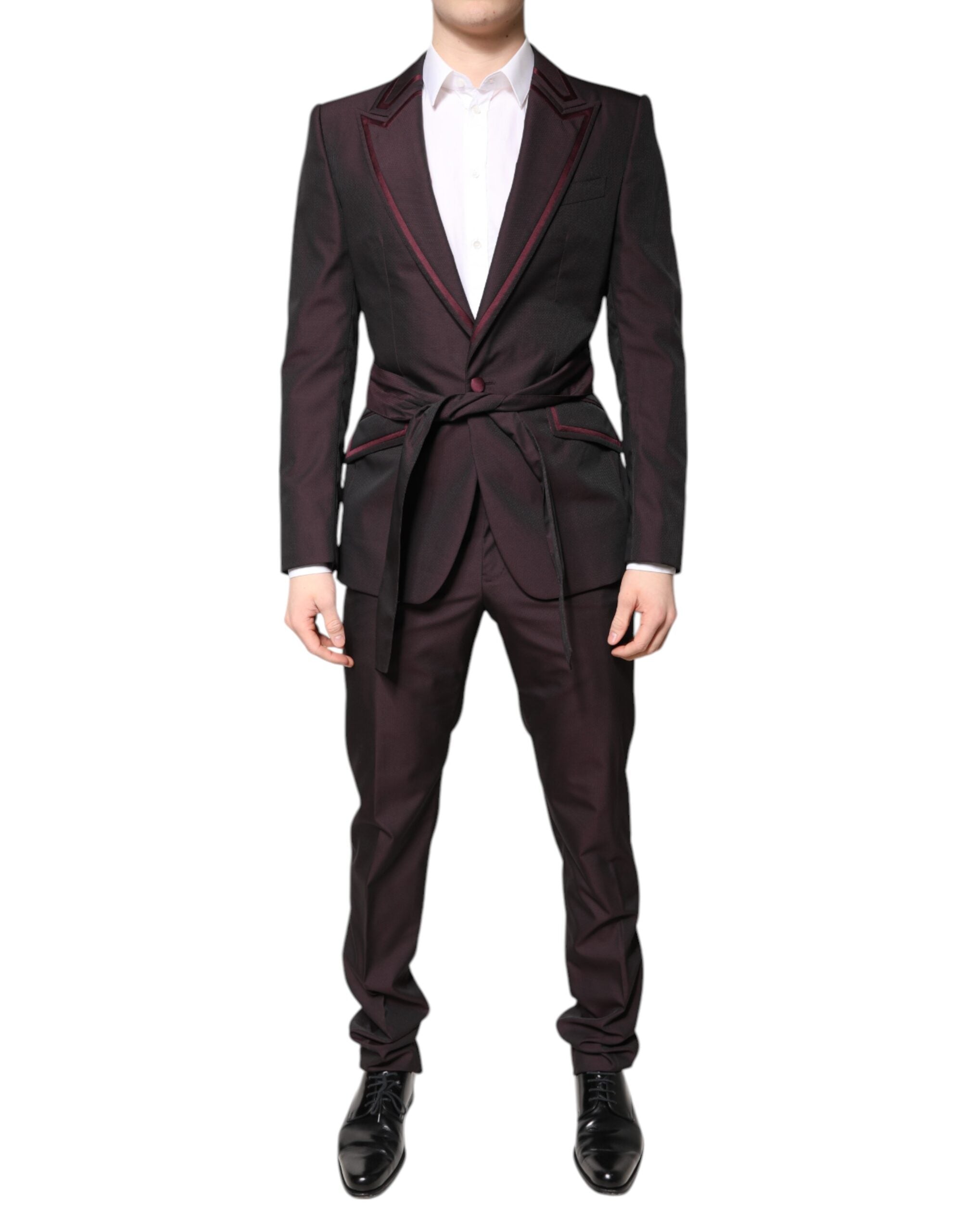 Single-Breasted Slim Fit Pant Suit — Maroon