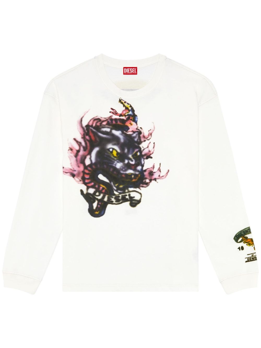 Graphic-print cotton jumper - White