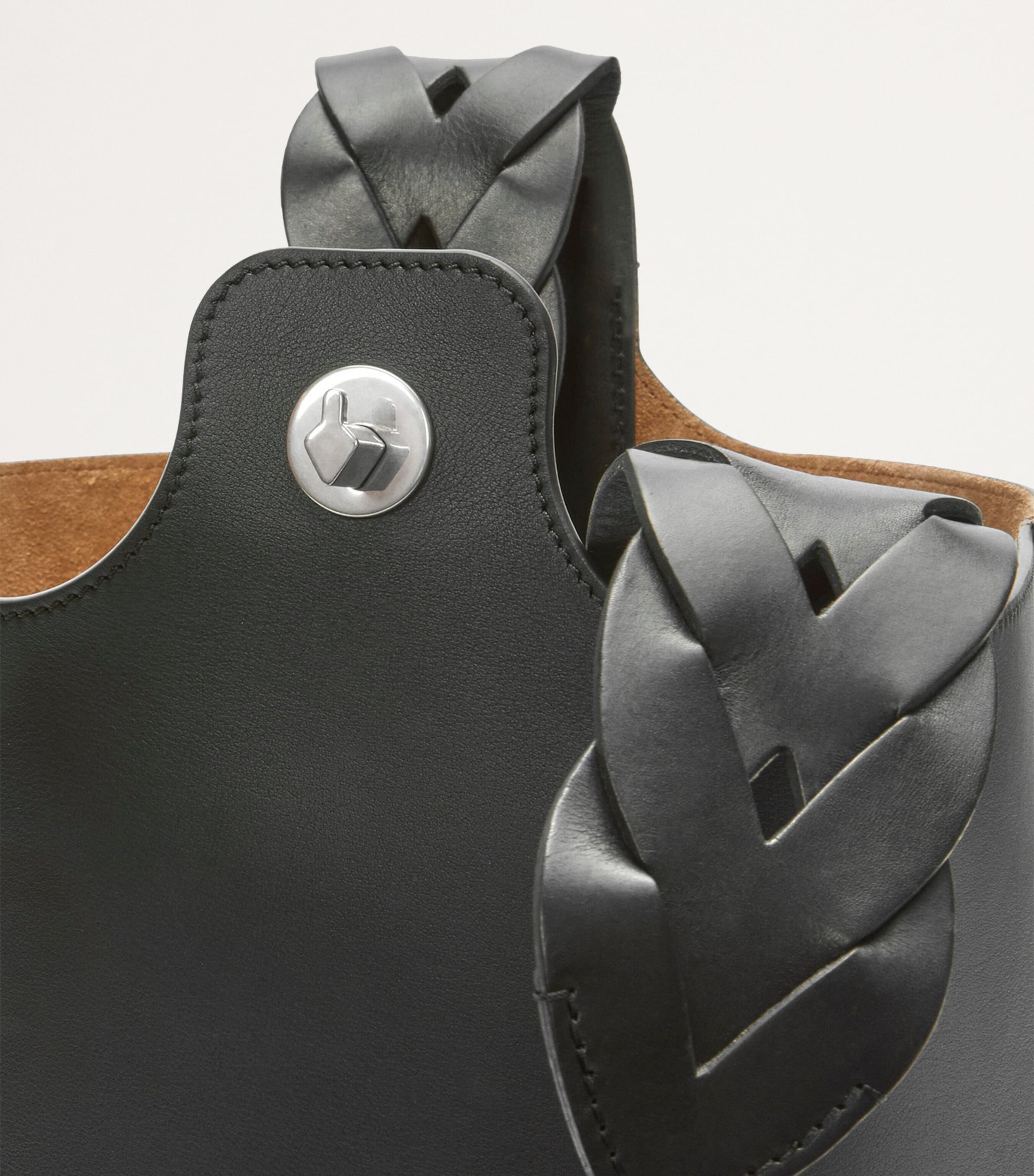 Leather Woven Pebble Bucket Bag