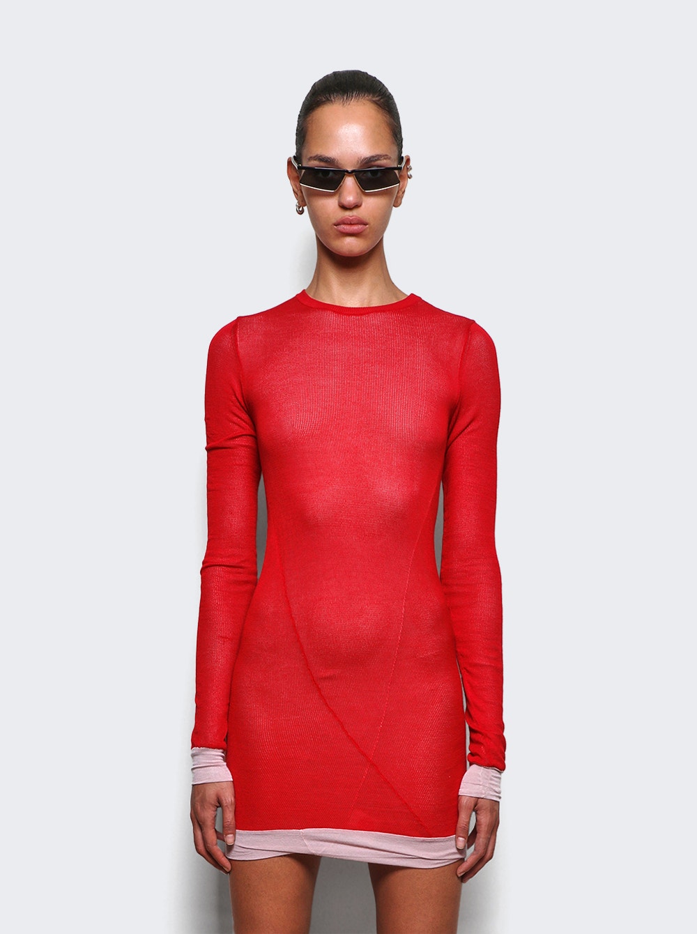 Knitted mini dress - Red