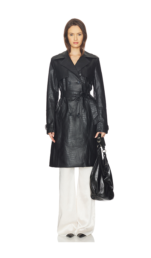 Superdown Morgan Faux Leather Coat in Black. L also in M, S, XL