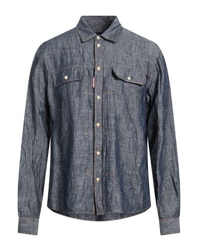 Man Denim shirt Blue Size 34 Cotton, Linen