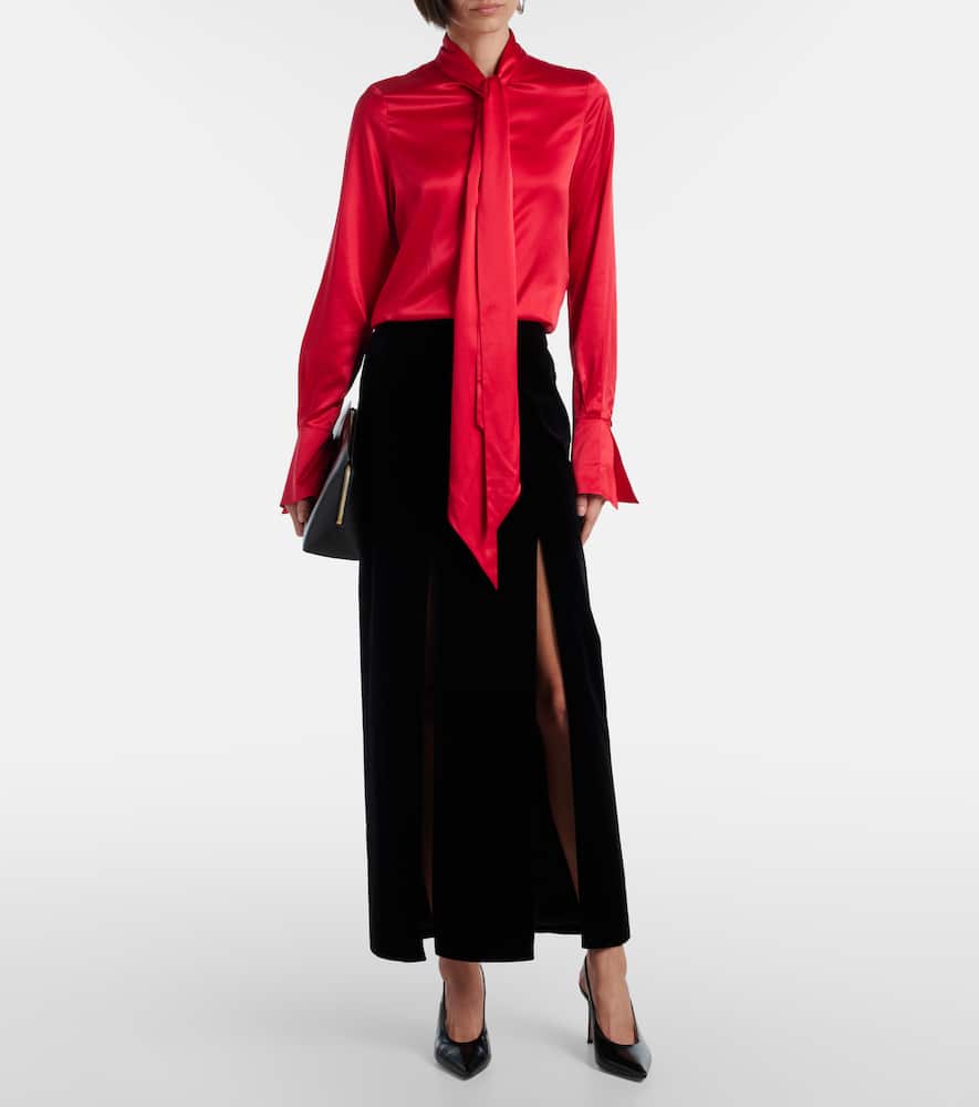 Lavalliere silk crêpe de chine shirt