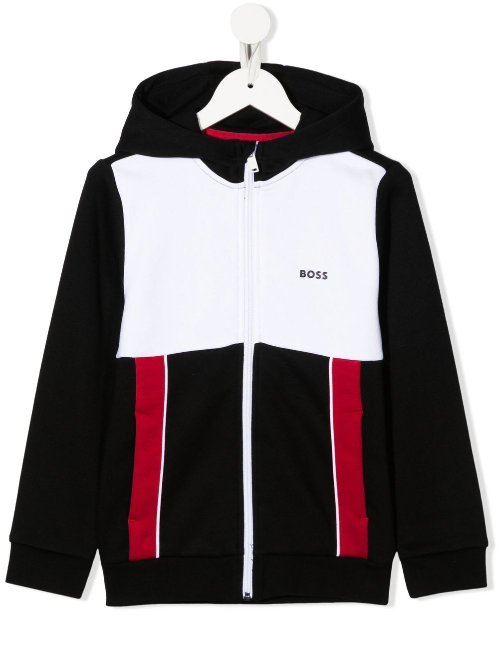 Colour-blocked zipped hoodie - Black