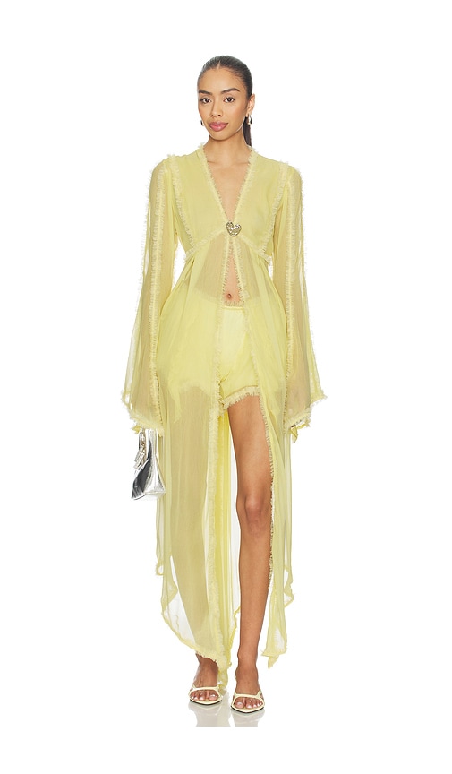 AMOR MIA Mistress Chiffon Robe in Yellow. - M also in