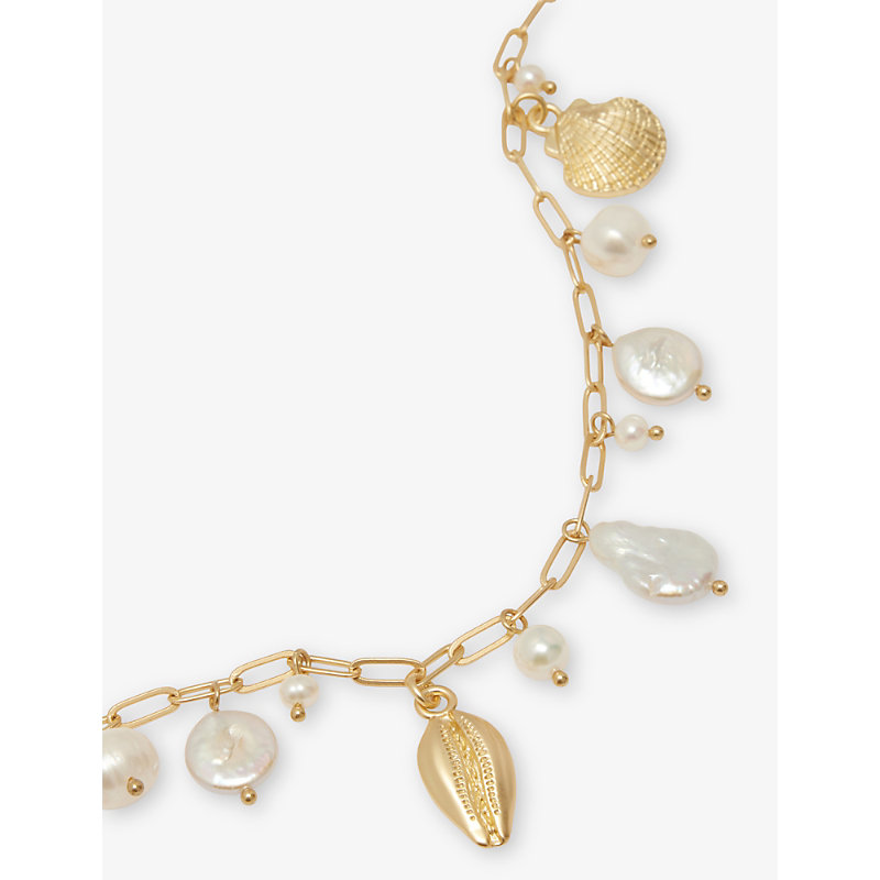 Womens White Prism Baroque Pearl Charm Necklace