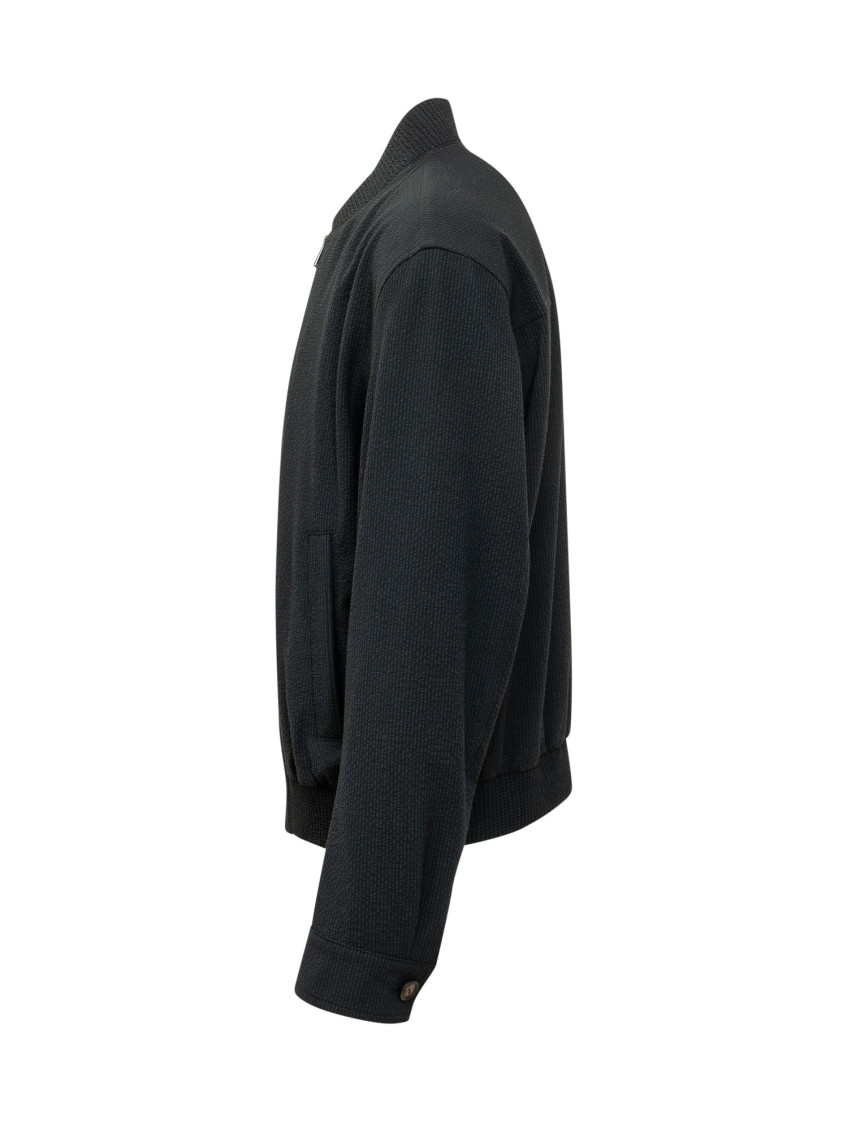 Navy Blue Band Collar Jacket
