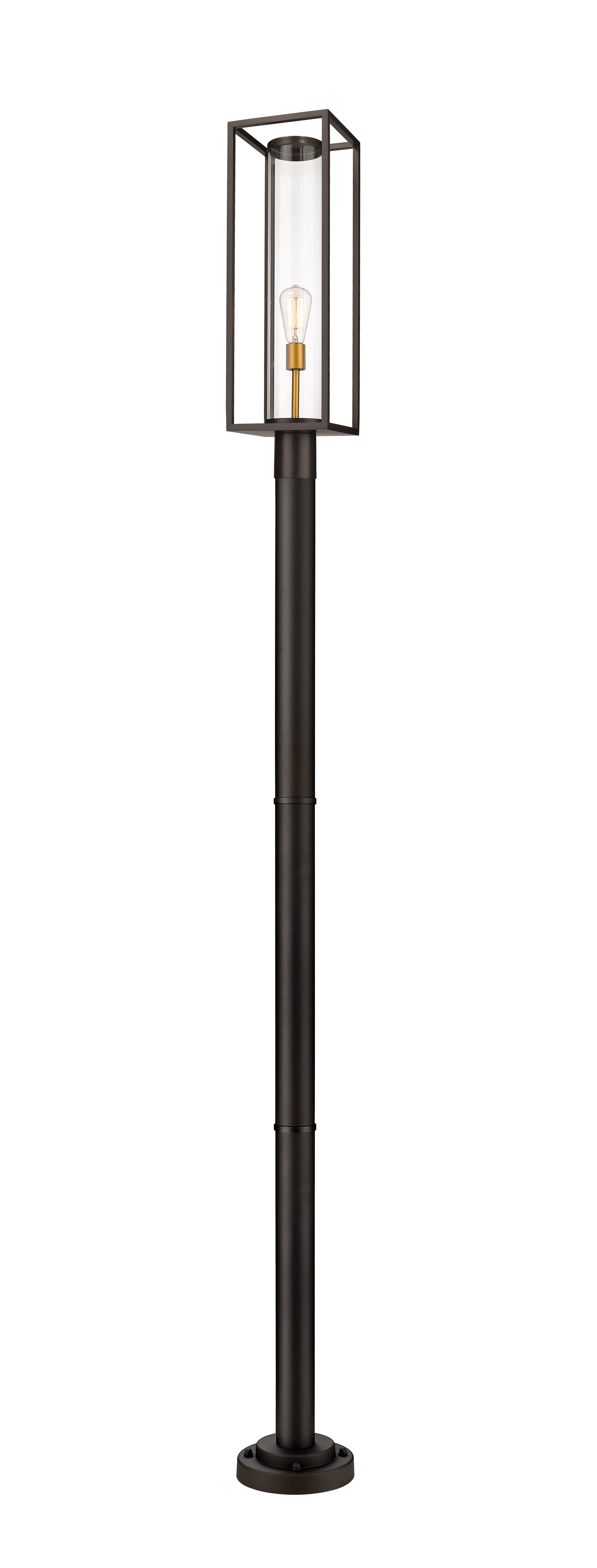 Dunbroch 1-Light Outdoor Post Mounted Fixture Light In Deep Bronze With Outdoor Bra