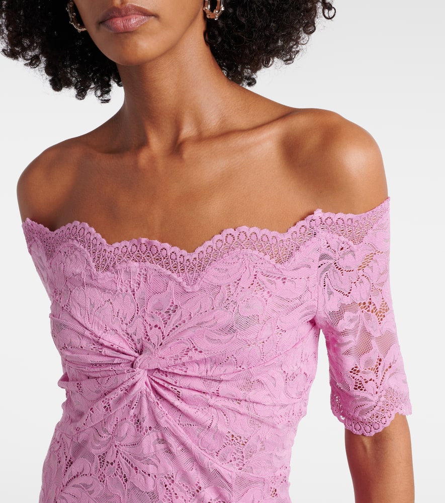 Off-shoulder lace midi dress