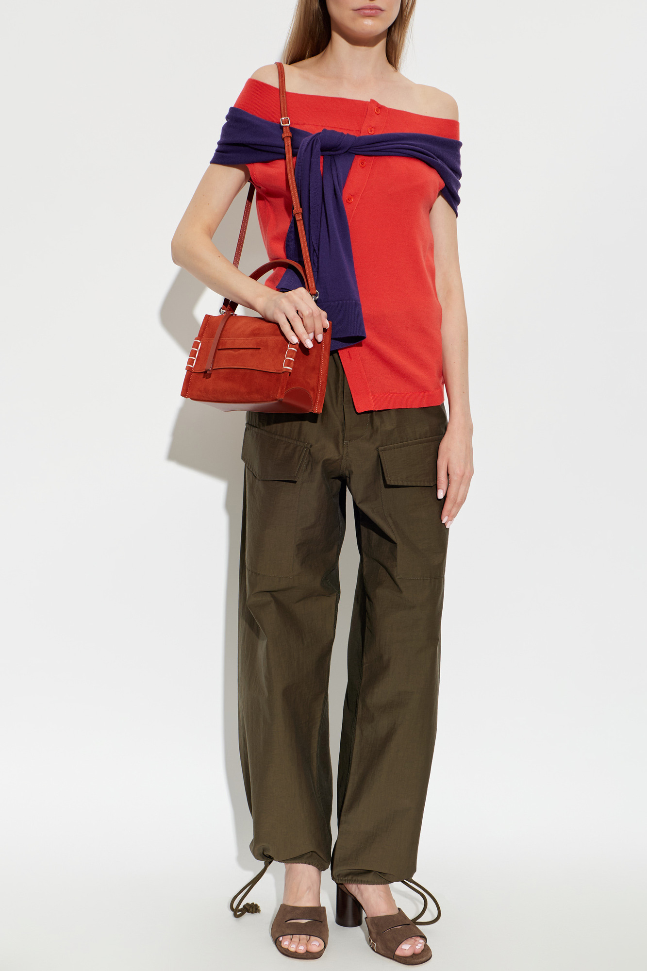 Wool Asymmetric Top, Women's, Red