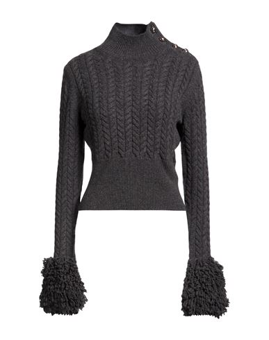 Woman Turtleneck Gunmetal Size L Merino Wool, Cashmere